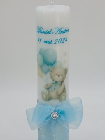 Lumanare Botez Baiat Model Ursulet Bleu - Img 2