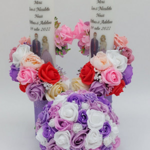 Set 2 Lumanari Nunta Personalizate + Buchet Mireasa - Img 1