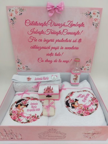 Trusou Botez Personalizat Roz Cu Nume, Mesaj Şi Dată - Img 3