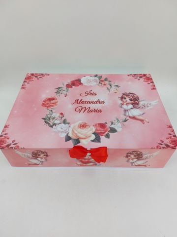 Trusou Botez Rosu Cu Ingeras Si Lumanare Personalizata - Img 6