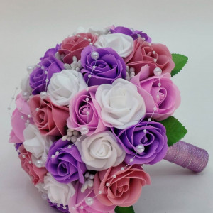 buchet-mireasa-flori-de-sapun-mov