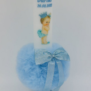 lumanare botez personalizata bleu
