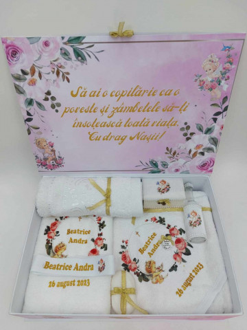 Trusou Botez Fete Roz Cu Ingeras