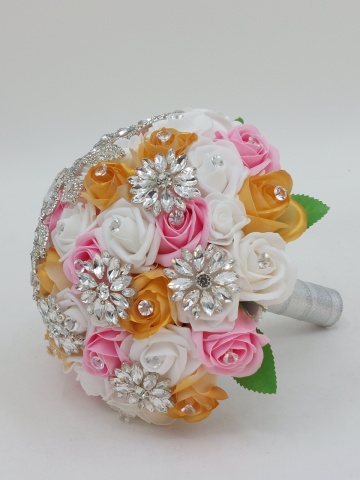 Buchet Mireasa Cu Strasuri, Brose Si Diamante - Img 3