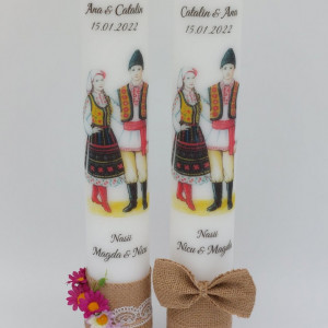 Set Nunta Traditional Cu Buchet Si 2 Lumanari Personalizate - Img 3