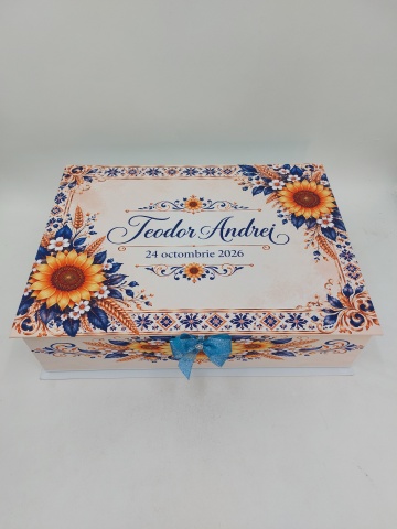 Trusou Botez Băiat Personalizat cu Floarea-Soarelui și Motive Tradiționale - Img 6