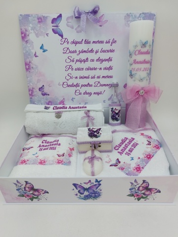 Trusou Botez Biserica Cu Fluturi Mov