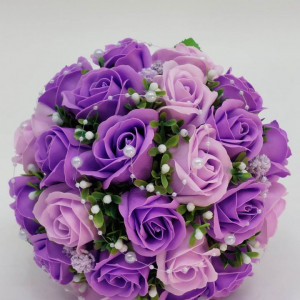 Buchet Mireasa Cu Flori De Sapun Mov