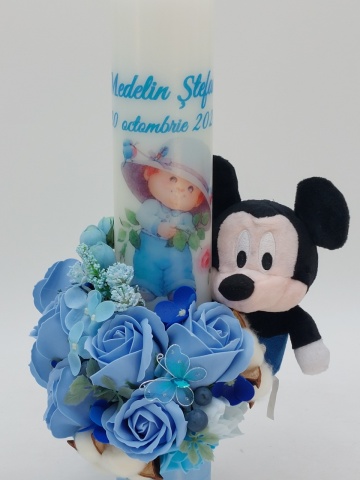 Lumanare Botez Baiat Cu Jucarie Mickey Mouse - Img 2