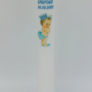 lumanare botez cu bebe si coronita