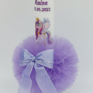 lumanare botez tematica unicorn lila