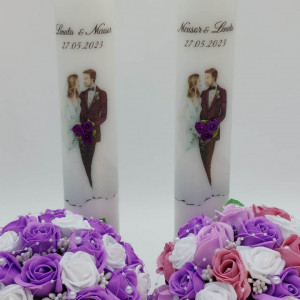 Set 2 Buchete Mireasa + 2 Lumanari Nunta Personalizate - Img 2