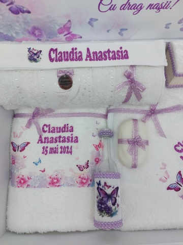 Trusou Botez Biserica Cu Fluturi Mov - Img 2