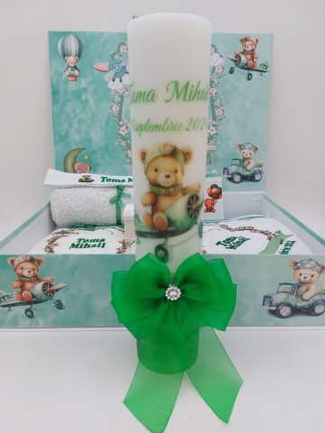 Trusou Botez Cu Ursulet Aviator Verde - Img 2
