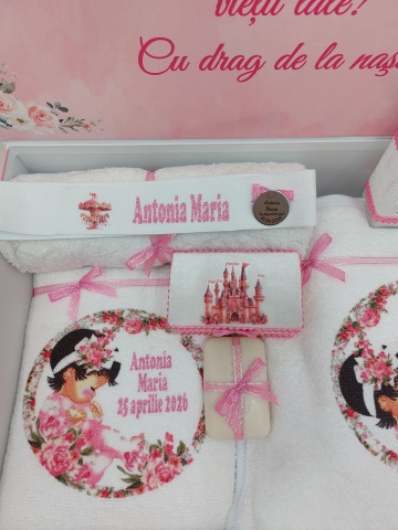 Trusou Botez Personalizat Roz Cu Nume, Mesaj Şi Dată - Img 4