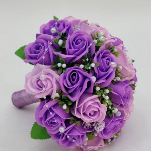 Buchet Mireasa Cu Flori De Sapun Mov - Img 2
