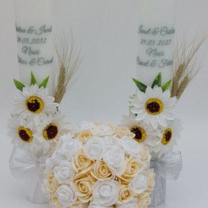 Set 2 Lumanari Nunta Traditionale + Buchet Mireasa