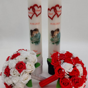 set-lumanari-cununie-oersonalizate-si-buchete-cu-alb-si-rosu