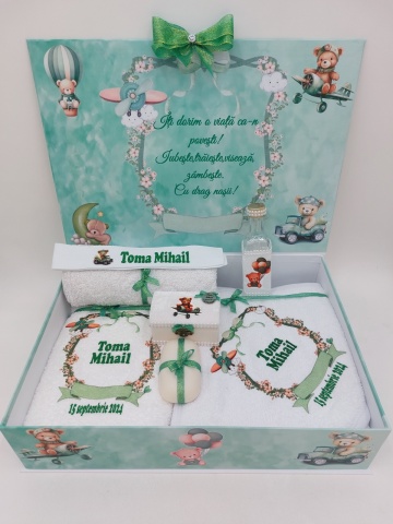 Trusou Botez Cu Ursulet Aviator Verde - Img 3