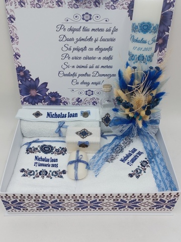 Trusou Botez Traditional Baiat Cu Lumanare Albastra - Img 2