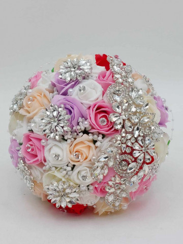Buchet Mireasa Cu Accesorii, Brose, Strasuri, Diamante