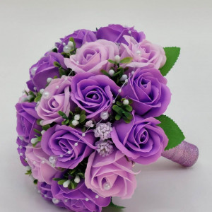Buchet Mireasa Cu Flori De Sapun Mov - Img 3