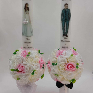 Set 2 Lumanari Nunta 60 CM Personalizate Pe Spate Cu Mesajul Nasilor - Img 1