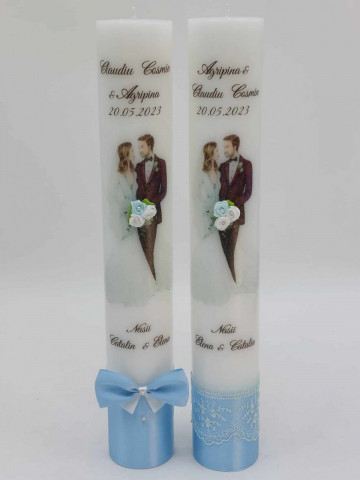 Set 2 Lumanari Nunta Bleu 40CM