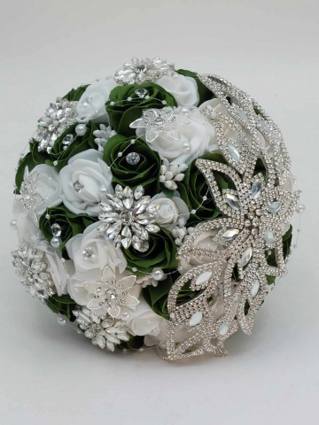 Buchet Mireasa Ornat Cu Brose, Strasuri, Perle, Diamante - Img 3