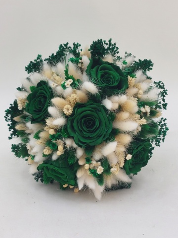 Buchet Mireasa Verde Cu 5 Trandafiri Criogenati