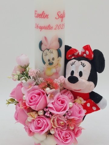 Lumanare Botez Fetita Model Cu Jucarie Minnie Mouse