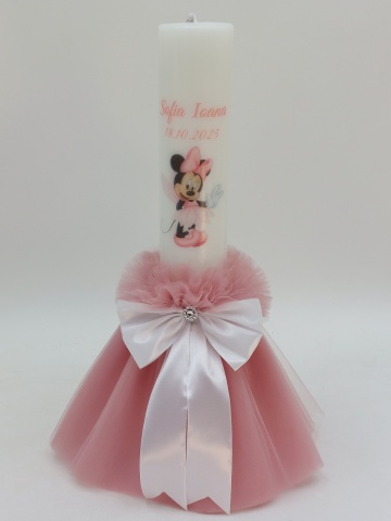 Lumanare Botez Minnie Mouse Roz Prafuit