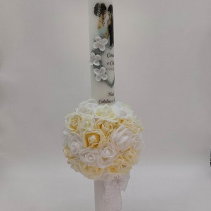 lumanari-cununie-cu-flori-artificiale-crem