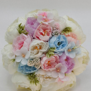 Buchet Mireasa Cu Bujori In Culori Pastel