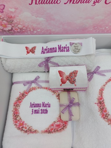 Trusou Botez Fetita Cu Fluturi Si Lumanare Mov - Img 5