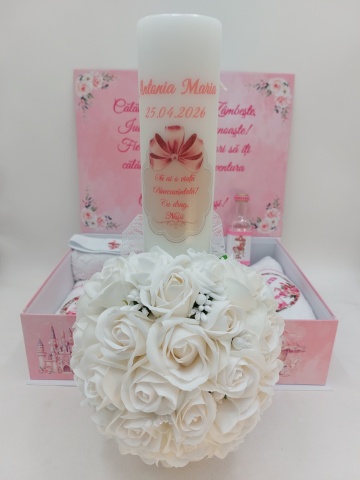 Trusou Botez Personalizat Roz Cu Nume, Mesaj Şi Dată - Img 2