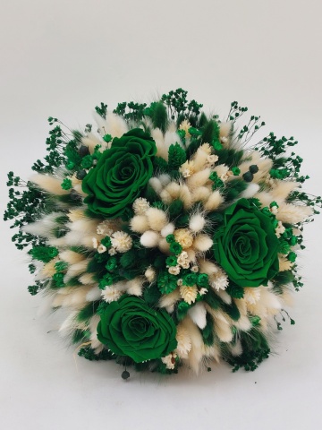 Buchet Mireasa Verde Cu 3 Trandafiri Criogenati