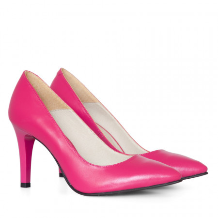 Pantofi stiletto din piele naturala fuchsia Ariel