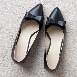 Pantofi dama office cu toc comod din piele naturala neagra