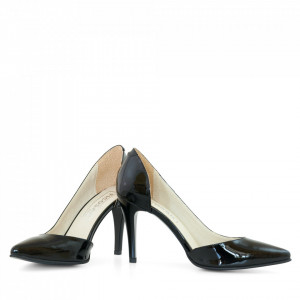 Pantofi stiletto din piele lac negru