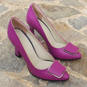 Pantofi stiletto din piele naturala lila