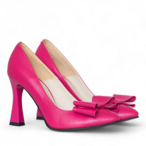 Stiletto din piele naturala roz fuchsia