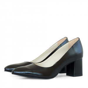 Pantofi office din piele naturala neagra