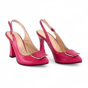 Pantofi stiletto din piele naturala roz Calla