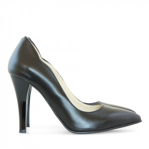 Pantofi stiletto din piele naturala neagra