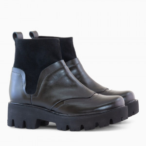Ghete dama din piele naturala neagra