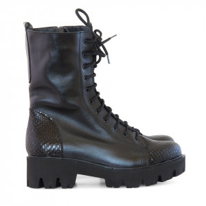 Ghete dama din piele naturala neagra Karter