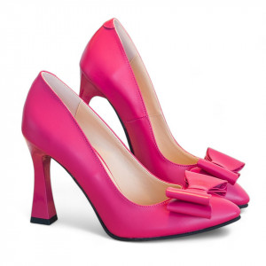 Stiletto din piele naturala roz fuchsia