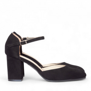 Pantofi decupati din piele intoarsa neagra
