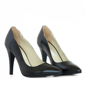 Pantofi stiletto din piele naturala neagra